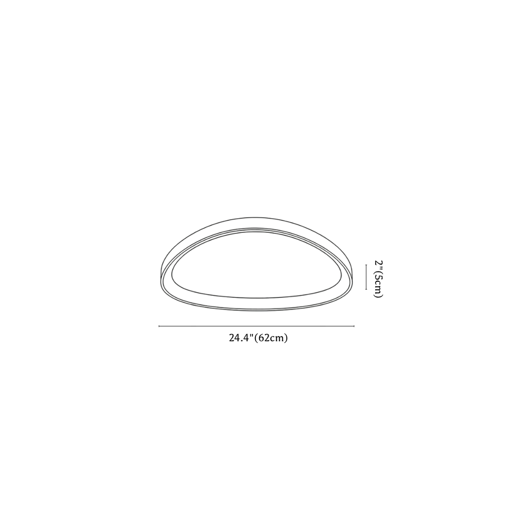 Clérachic ceiling light dimension drawing, 2 of 3, every measurement marked in centimetres and inches.