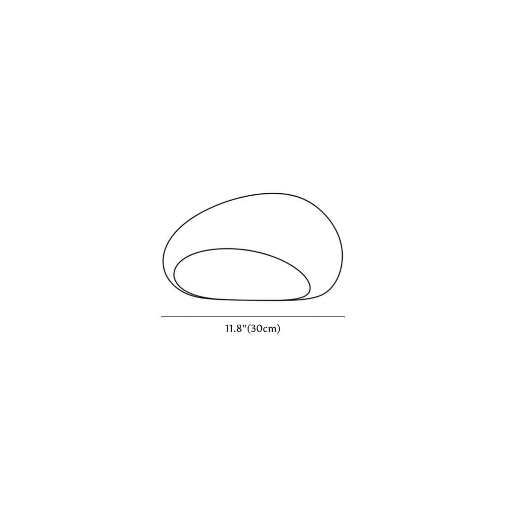 Clérachic ceiling light dimension drawing, 1 of 6, every measurement marked in centimetres and inches.