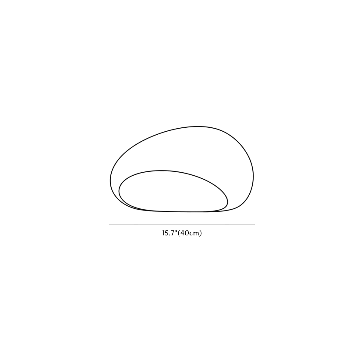 Clérachic ceiling light dimension drawing, 2 of 6, every measurement marked in centimetres and inches.