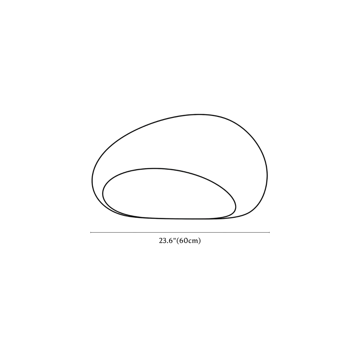 Clérachic ceiling light dimension drawing, 4 of 6, every measurement marked in centimetres and inches.