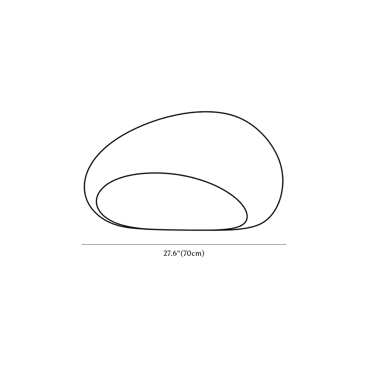 Clérachic ceiling light dimension drawing, 5 of 6, every measurement marked in centimetres and inches.