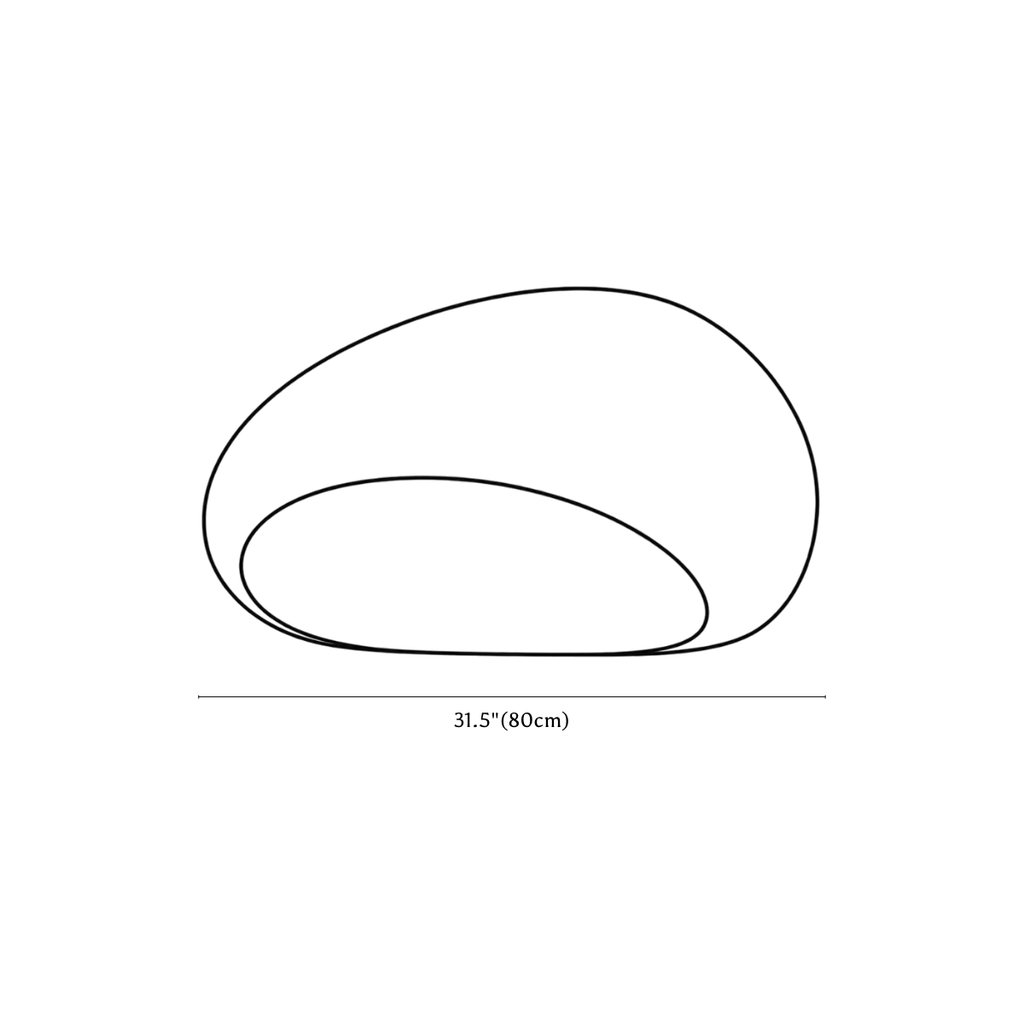 Clérachic ceiling light dimension drawing, 6 of 6, every measurement marked in centimetres and inches.