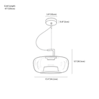 Clérachic pendant light dimension drawing, 44.2 cm, every measurement marked in centimetres and inches.