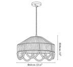 Clérachic pendant light dimension drawing, every measurement marked in centimetres and inches.