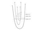 Dimension drawing of this Clérachic pendant, with the 83 cm, 100 cm and 120 cm bar lengths marked.