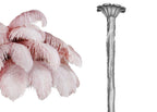 A cut-out of pale pink plumes paired with the silver-finish stem option, for this Clérachic chandelier.