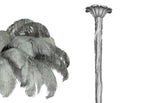Sage-grey feather sample with the silver-finish carved stem, shown on white for this Clérachic chandelier.