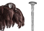 A cut-out of chocolate-brown plumes paired with the silver-finish stem option, for this Clérachic chandelier.