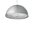 Clérachic dome pendant light in white on white, with a white floral garland relief inside.