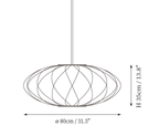 Clérachic pendant light dimension drawing, 2 of 9, every measurement marked in centimetres and inches.