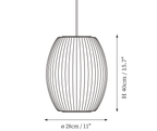 Clérachic pendant light dimension drawing, 4 of 9, every measurement marked in centimetres and inches.