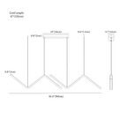 Clérachic pendant light dimension drawing, 90 cm, 26 W, every measurement marked in centimetres and inches.