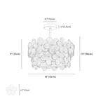 Clérachic ceiling light dimension drawing, 45 × 48 cm, 60 W, every measurement marked in centimetres and inches.