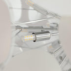 Clérachic Petal Sphere Chandelier shown unlit and angled, its chrome canopy and black cord at full length.