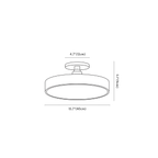 Clérachic ceiling light dimension drawing, 2, every measurement marked in centimetres and inches.