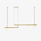 This Clérachic ceiling pendant on a plain white backdrop, with two offset gold bars carrying three opal glass globes.