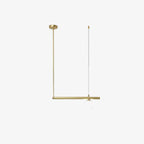 This Clérachic single-globe pendant on a white background, with a gold ceiling rod and a short bar.