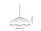 Clérachic pendant light dimension drawing, 1 of 3, every measurement marked in centimetres and inches.