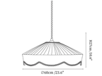 Clérachic pendant light dimension drawing, 3 of 3, every measurement marked in centimetres and inches.