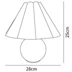 Dimension drawing of this Clérachic table lamp, with its height of 25 cm and width of 28 cm marked.