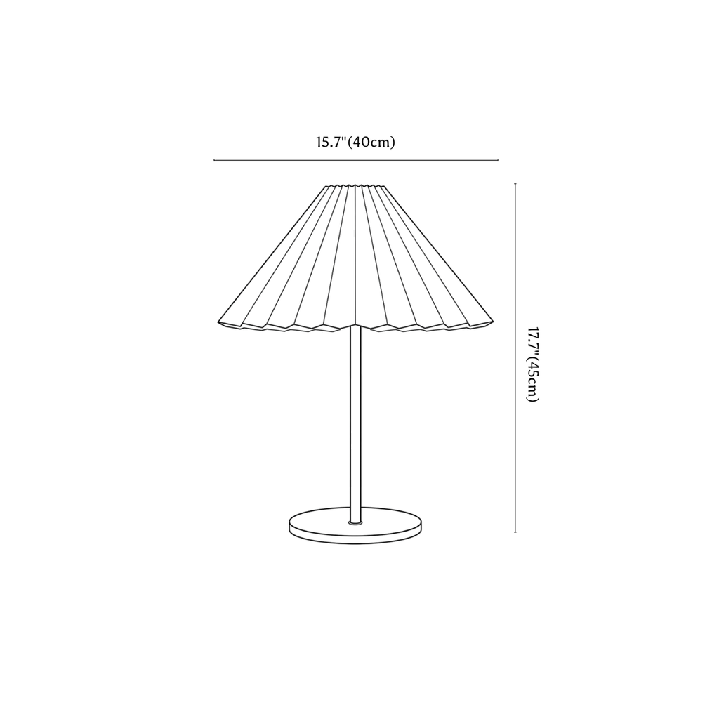 Clérachic table lamp dimension drawing, 40 × 45 cm, every measurement marked in centimetres and inches.
