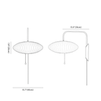 Clérachic wall light dimension drawing, saucer shade, 40 × 20 cm, every measurement marked in centimetres and inches.