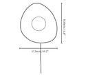 Clérachic wall light dimension drawing, 1 of 2, every measurement marked in centimetres and inches.