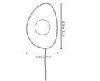 Clérachic wall light dimension drawing, 2 of 2, every measurement marked in centimetres and inches.