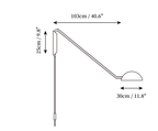 Clérachic wall light dimension drawing, every measurement marked in centimetres and inches.