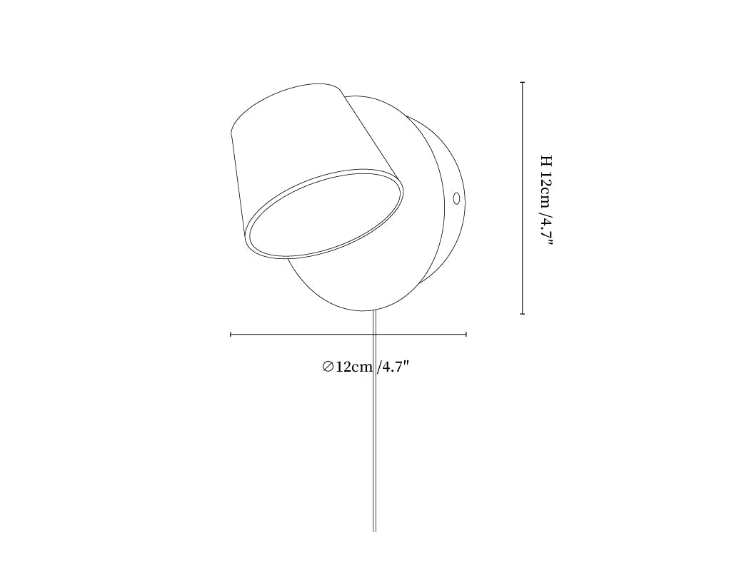 Dimension drawing of this Clérachic wall light, with its height and width marked.