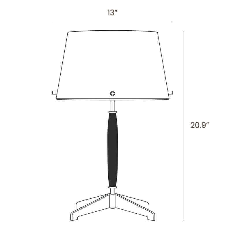Dimension drawing of this Clérachic table lamp, with its height and width marked.