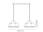 Clérachic pendant light dimension drawing, 2 of 3, every measurement marked in centimetres and inches.
