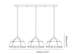 Clérachic pendant light dimension drawing, 3 of 3, every measurement marked in centimetres and inches.