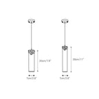 Dimension drawing for the Clérachic Quiver Pendant Light, both sizes 7 cm (2.8″) wide, columns 20 cm (7.9″) and 28 cm (11″) tall.