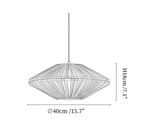 Clérachic pendant light dimension drawing, 1 of 3, every measurement marked in centimetres and inches.