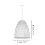 Clérachic pendant light dimension drawing, 2 of 3, every measurement marked in centimetres and inches.