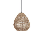 Natural rattan Clérachic teardrop pendant on a black cord, shown small on a plain white background.