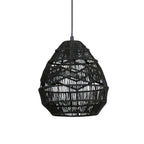 Black woven Clérachic teardrop pendant on a black cord, shown on a plain white background.