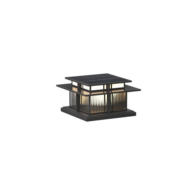 Clérachic Ray pillar light with clear ribbed panels, black frame catching a soft highlight.