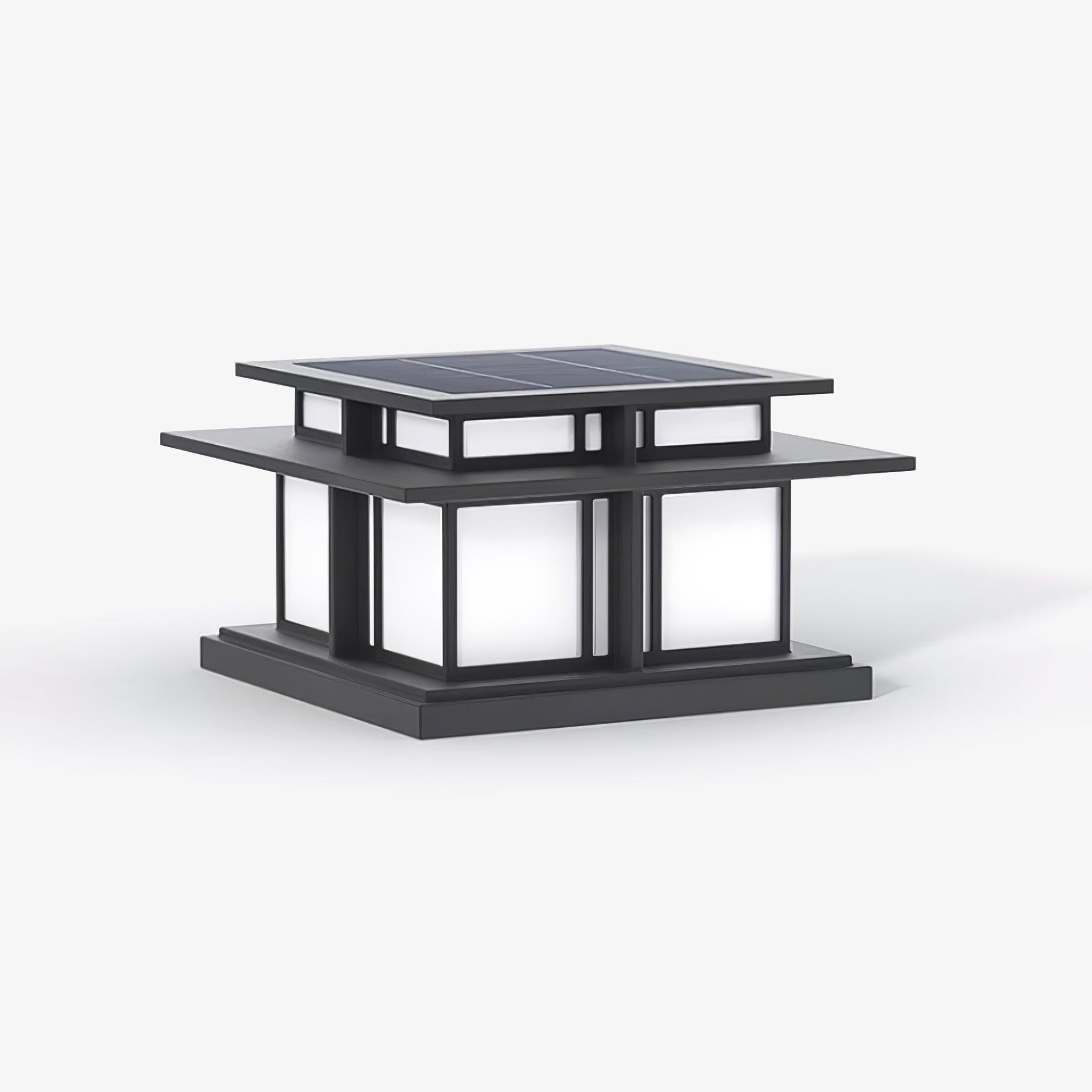 Clérachic Ray pillar light photographed straight on, crisp black frame and white panels.
