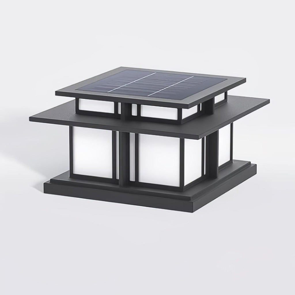 Clérachic Ray pillar light from a raised angle, the roof plate and panel filling the view.