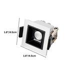 Clérachic single-head white recessed downlight with its width and height measurements marked in cm and inches.