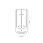 Clérachic table lamp dimension drawing, every measurement marked in centimetres and inches.