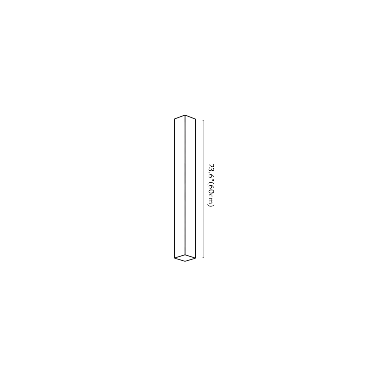 Clérachic wall light dimension drawing, 60 cm, every measurement marked in centimetres and inches.