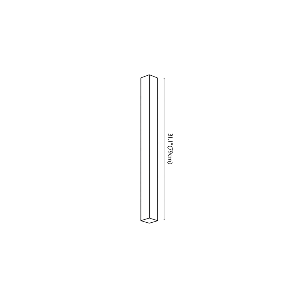 Clérachic wall light dimension drawing, 79 cm, every measurement marked in centimetres and inches.