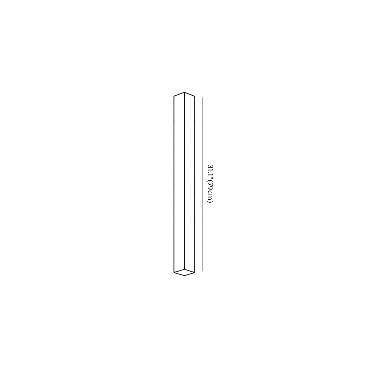 Clérachic wall light dimension drawing, 79 cm, every measurement marked in centimetres and inches.