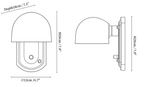 Clérachic wall light dimension drawing, every measurement marked in centimetres and inches.