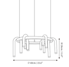 Clérachic pendant light dimension drawing, 1 of 3, every measurement marked in centimetres and inches.