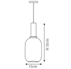 Clérachic pendant light dimension drawing, 1 of 3, every measurement marked in centimetres.