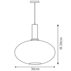 Clérachic pendant light dimension drawing, 3 of 3, every measurement marked in centimetres.